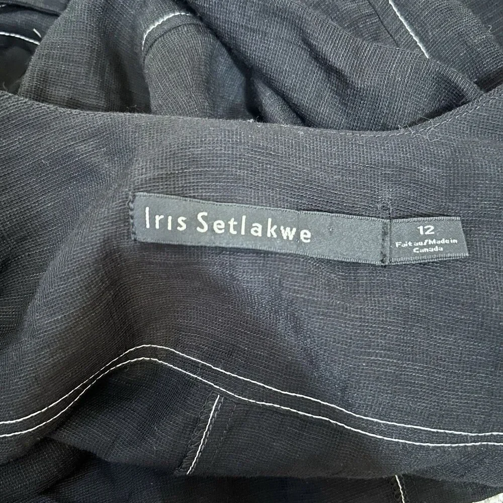 Iris Setlakwe Women's Black Blazer Jacket Belted Lightweight Lagenlook Size 12 - Picture 5 of 8